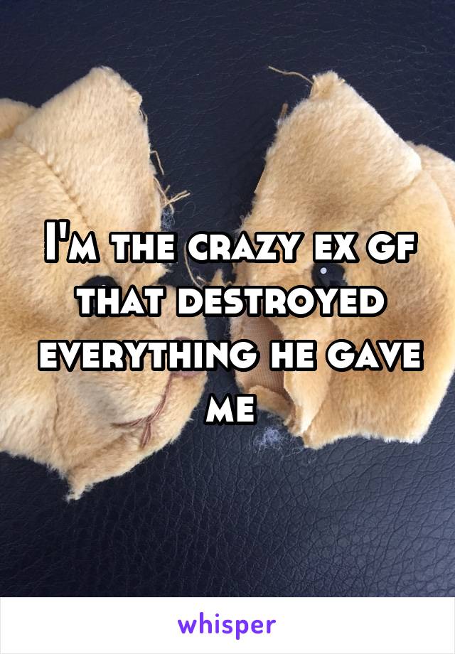 I'm the crazy ex gf that destroyed everything he gave me