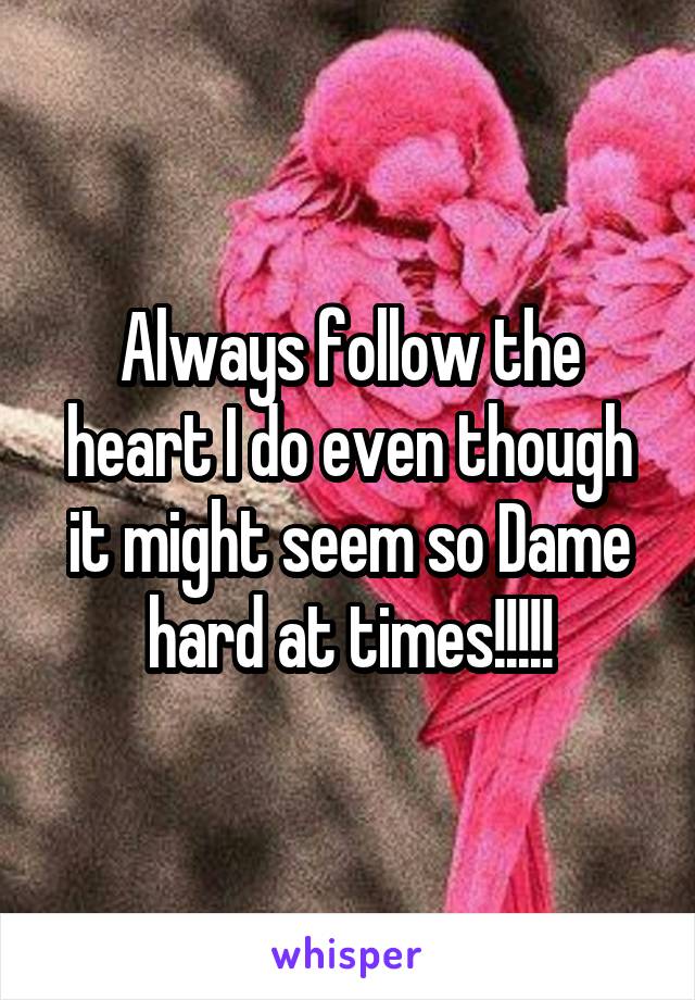 Always follow the heart I do even though it might seem so Dame hard at times!!!!!