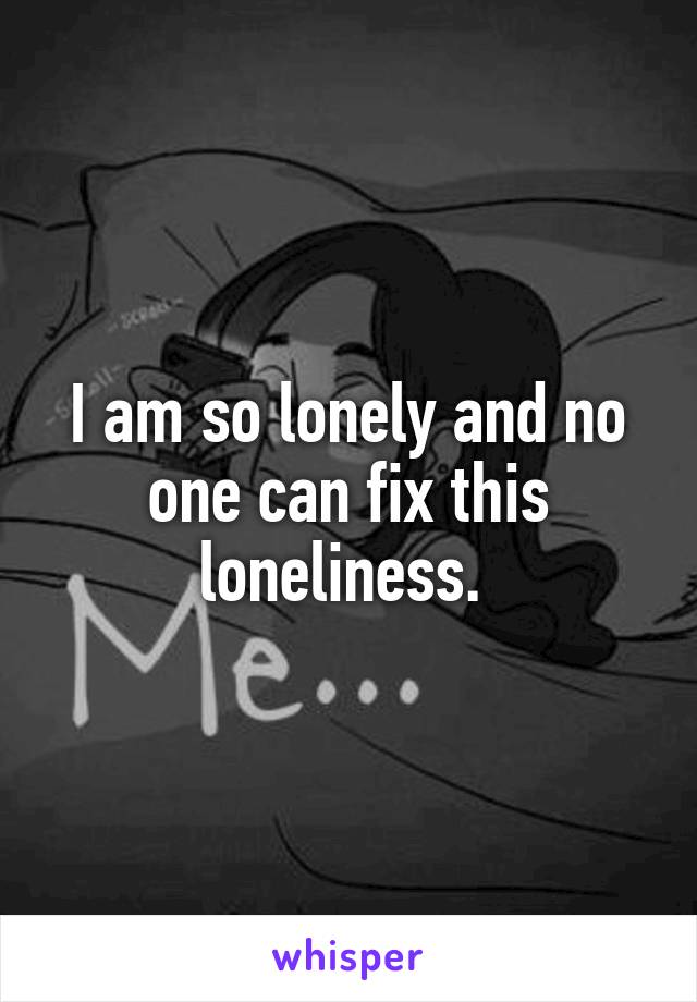 I am so lonely and no one can fix this loneliness. 