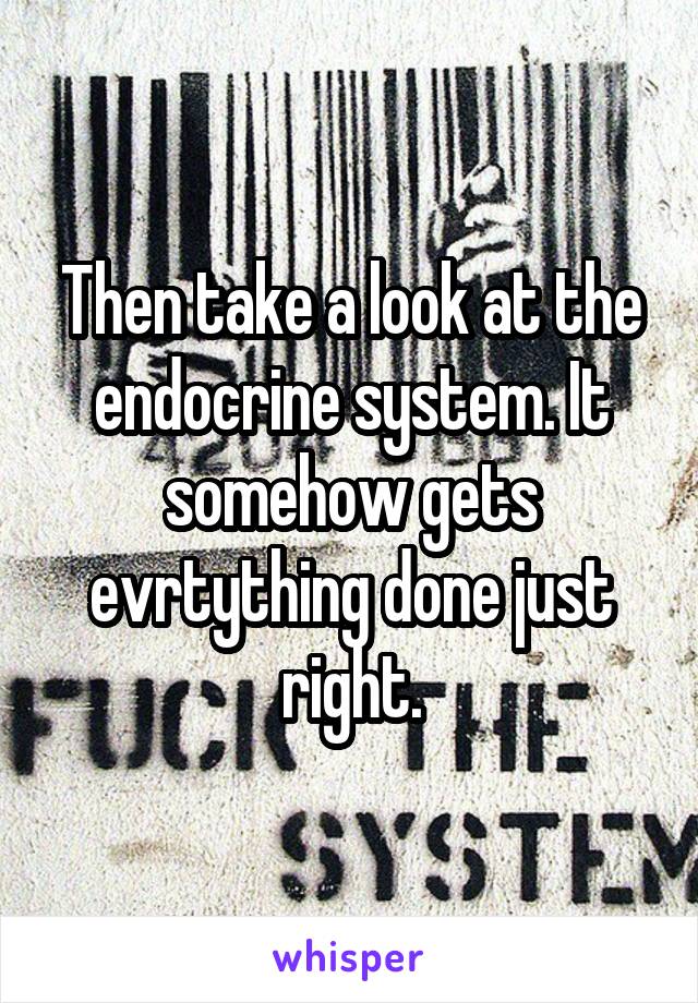 Then take a look at the endocrine system. It somehow gets evrtything done just right.