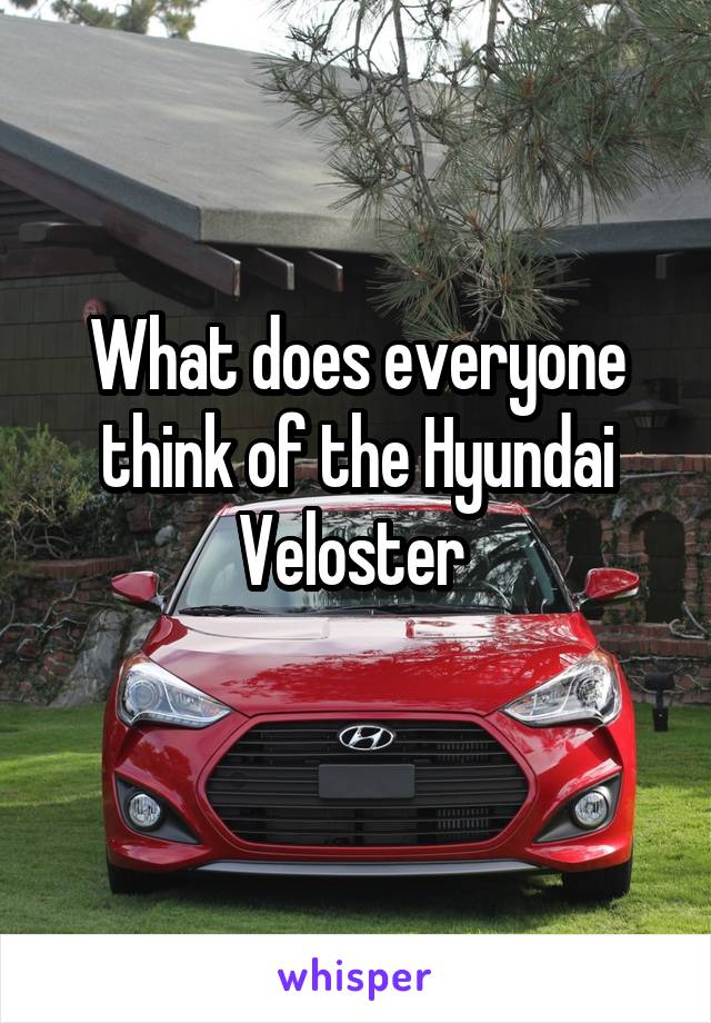 What does everyone think of the Hyundai Veloster 
