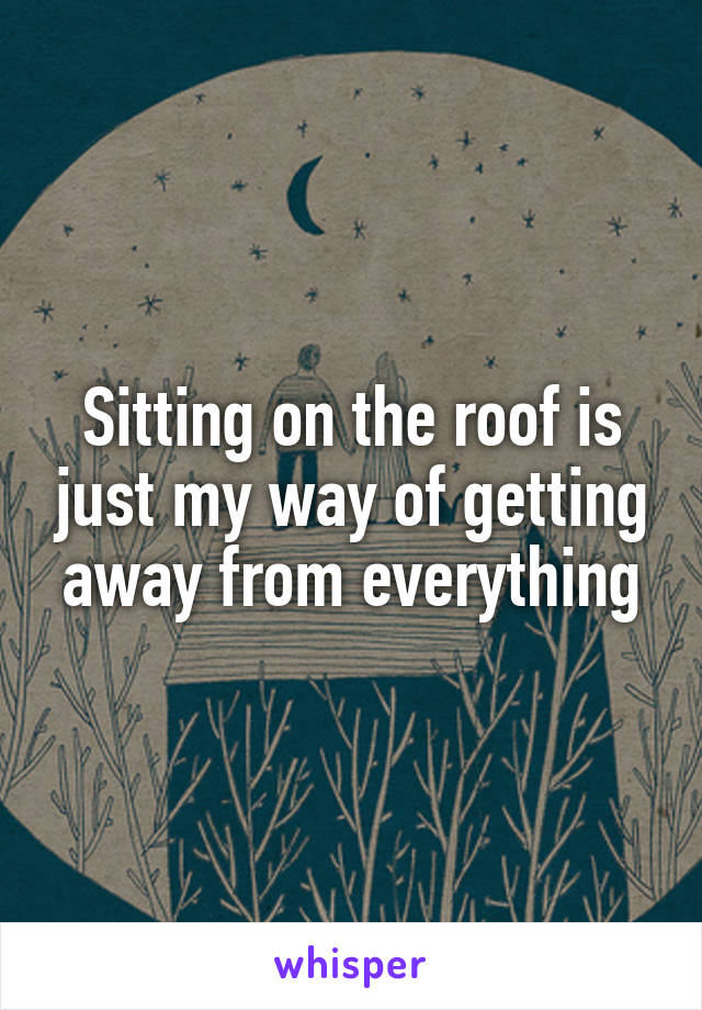 Sitting on the roof is just my way of getting away from everything