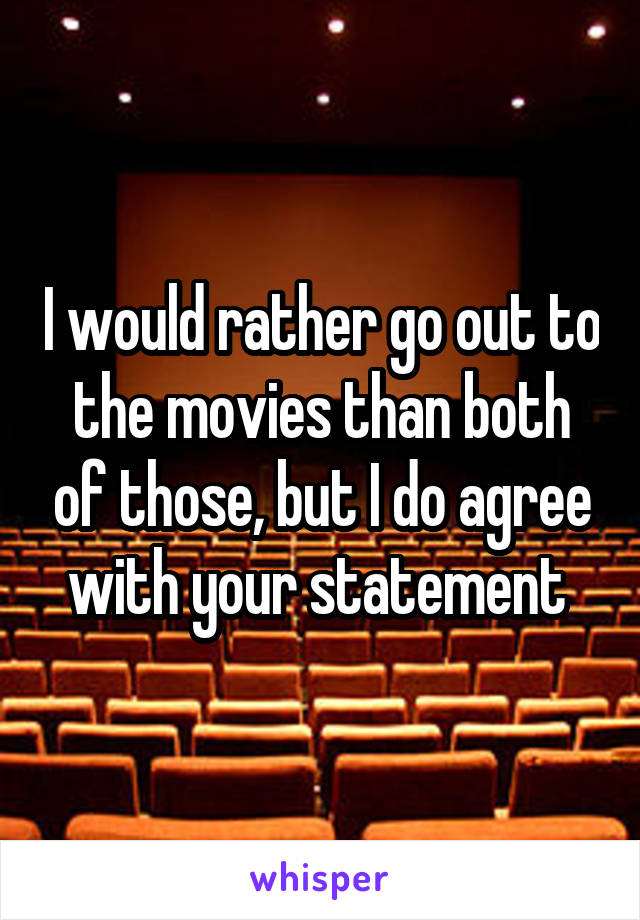 I would rather go out to the movies than both of those, but I do agree with your statement 