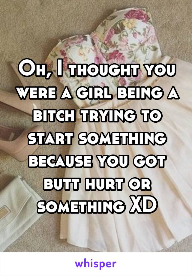 Oh, I thought you were a girl being a bitch trying to start something because you got butt hurt or something XD