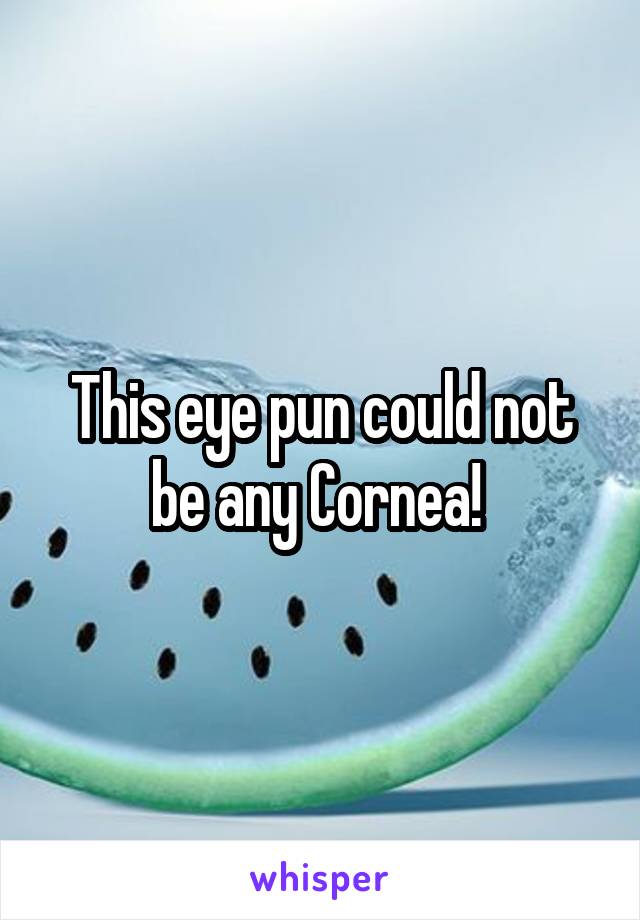 This eye pun could not be any Cornea! 