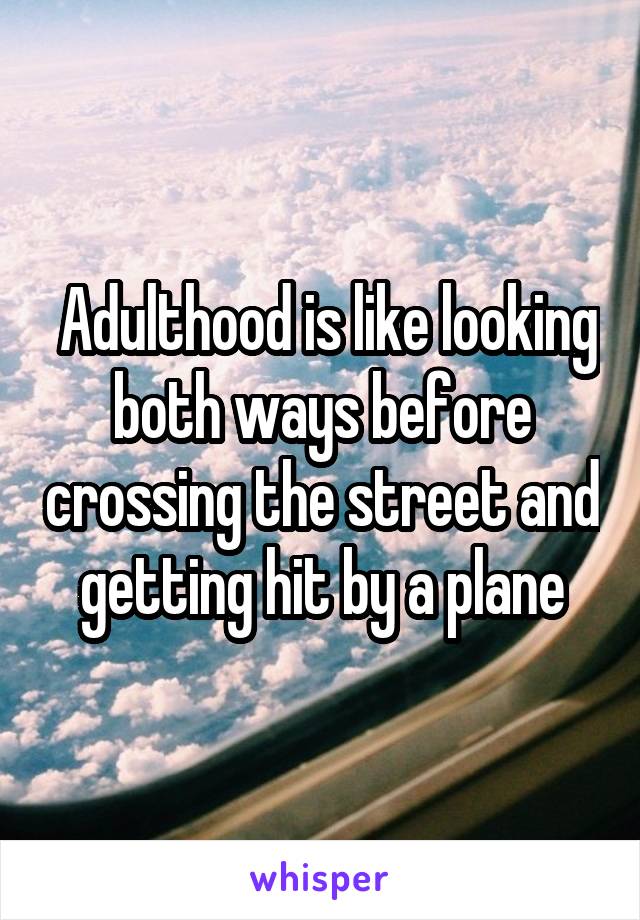  Adulthood is like looking both ways before crossing the street and getting hit by a plane