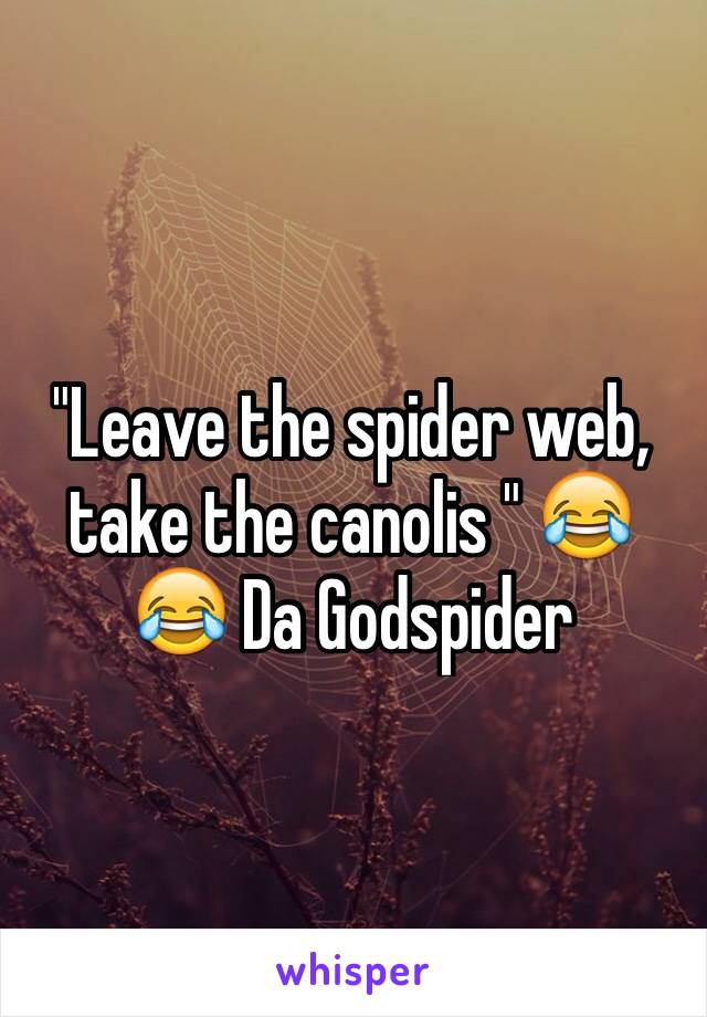 "Leave the spider web, take the canolis " 😂😂 Da Godspider