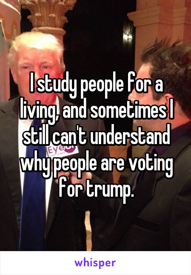 I study people for a living, and sometimes I still can't understand why people are voting for trump.