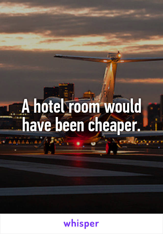 A hotel room would have been cheaper.