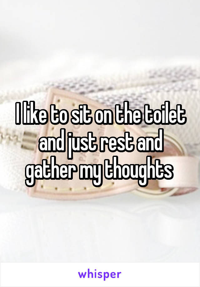 I like to sit on the toilet and just rest and gather my thoughts 