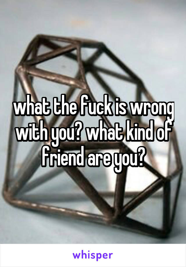 what the fuck is wrong with you? what kind of friend are you?