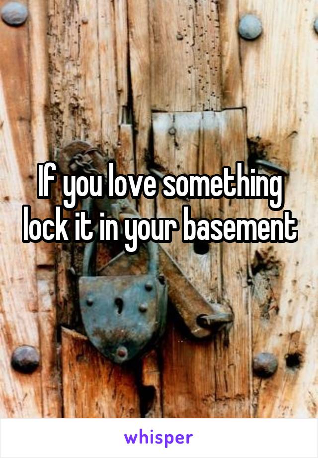 If you love something lock it in your basement 