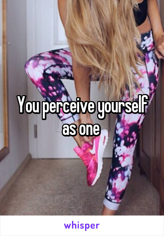 You perceive yourself as one 