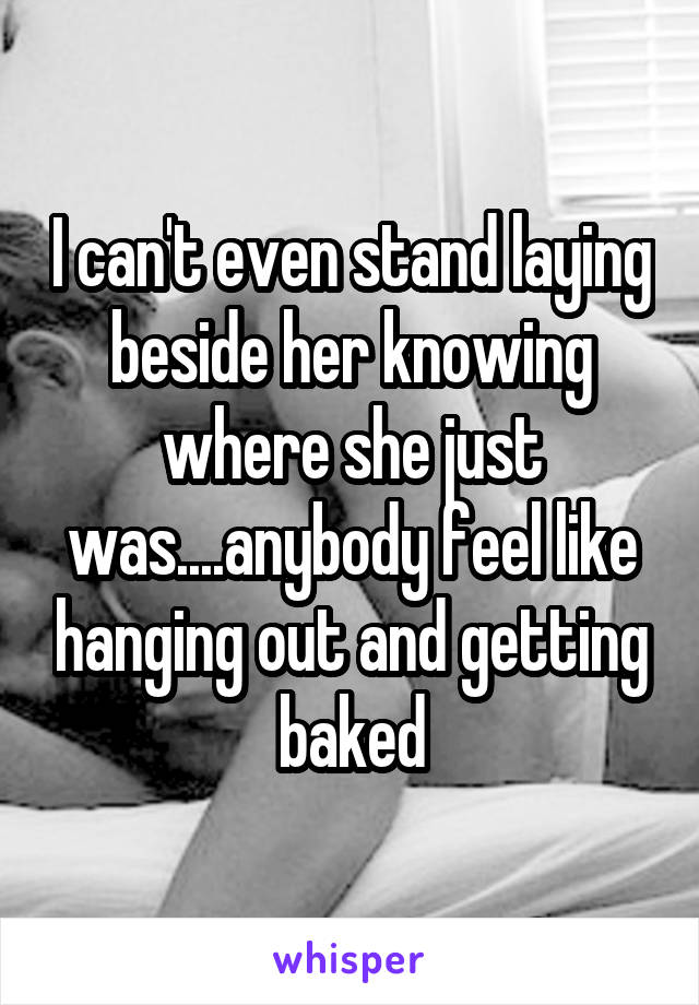 I can't even stand laying beside her knowing where she just was....anybody feel like hanging out and getting baked
