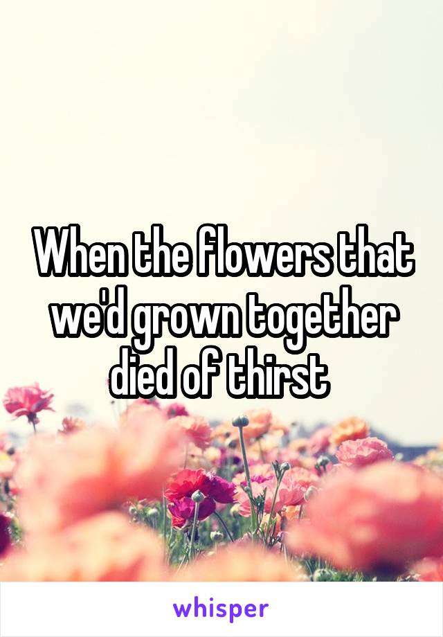 When the flowers that we'd grown together died of thirst 