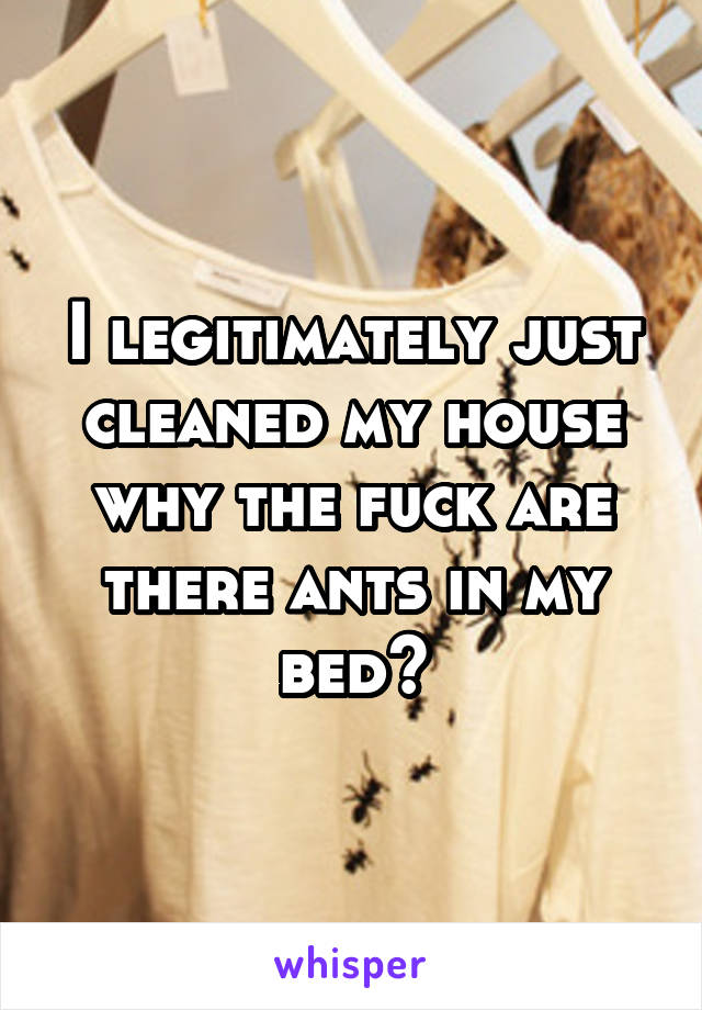 I legitimately just cleaned my house why the fuck are there ants in my bed?