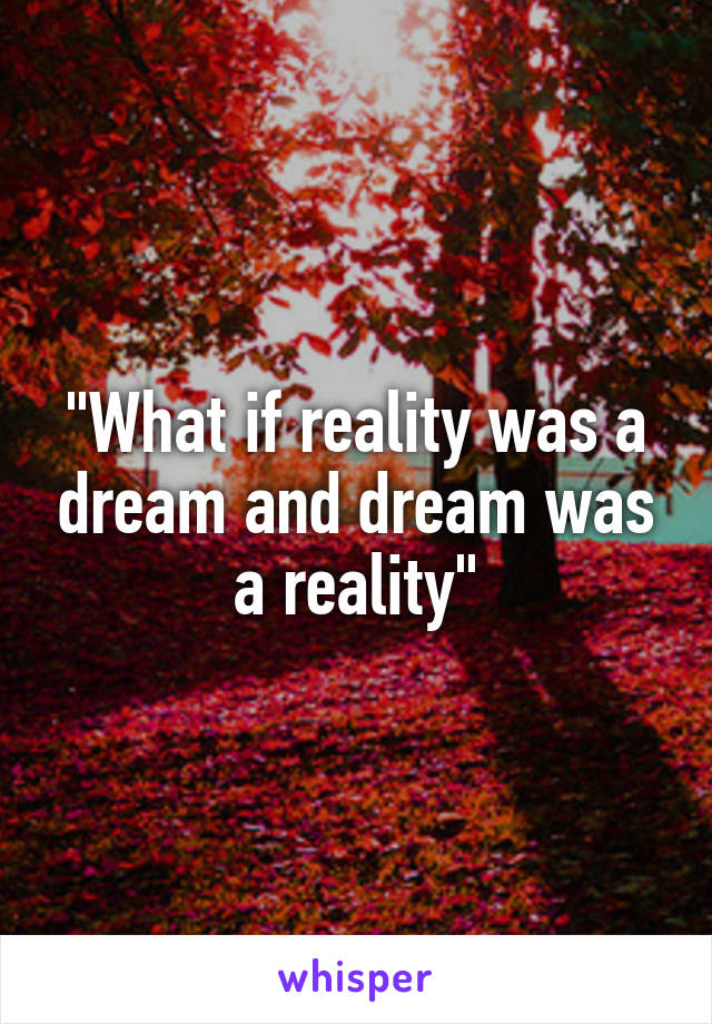 "What if reality was a dream and dream was a reality"