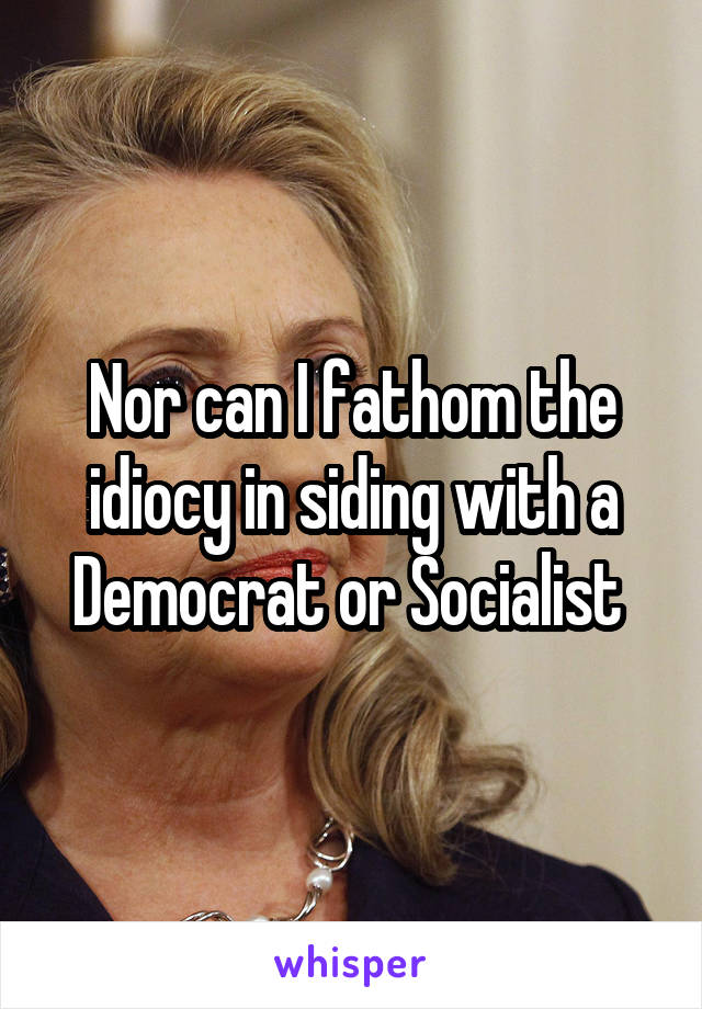 Nor can I fathom the idiocy in siding with a Democrat or Socialist 