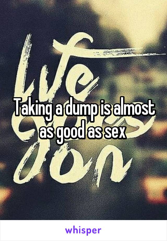 Taking a dump is almost as good as sex 