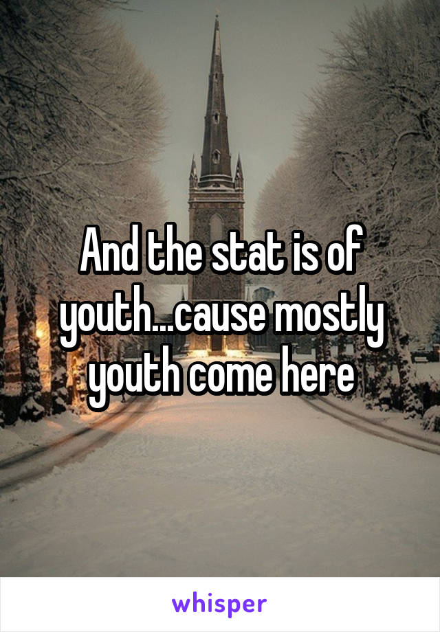 And the stat is of youth...cause mostly youth come here