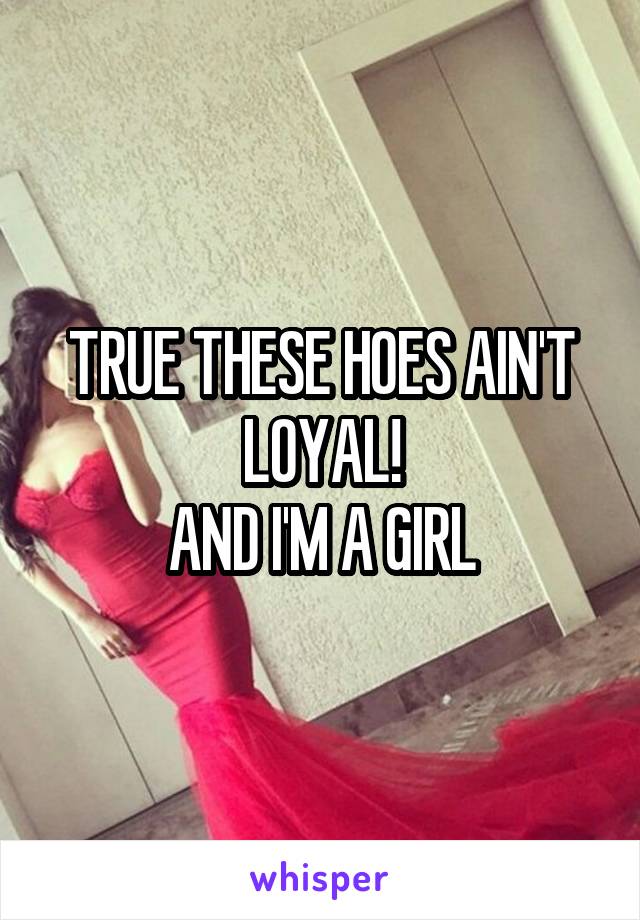 TRUE THESE HOES AIN'T LOYAL!
AND I'M A GIRL