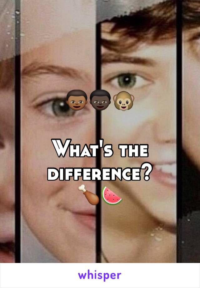 👦🏾👦🏿🐵

What's the difference?
🍗🍉