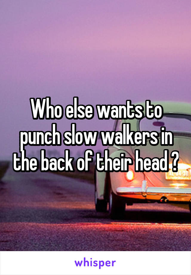 Who else wants to punch slow walkers in the back of their head ?