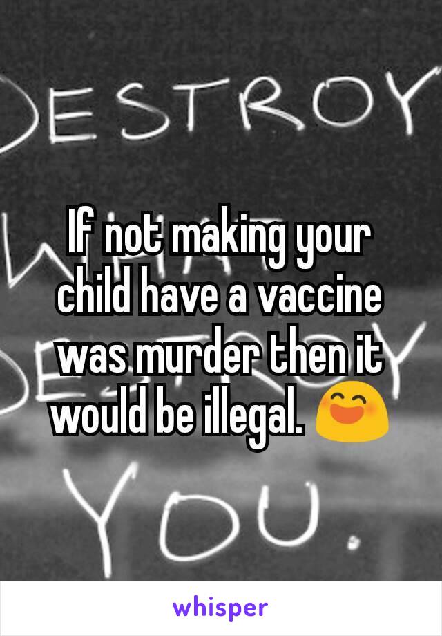 If not making your child have a vaccine was murder then it would be illegal. 😄