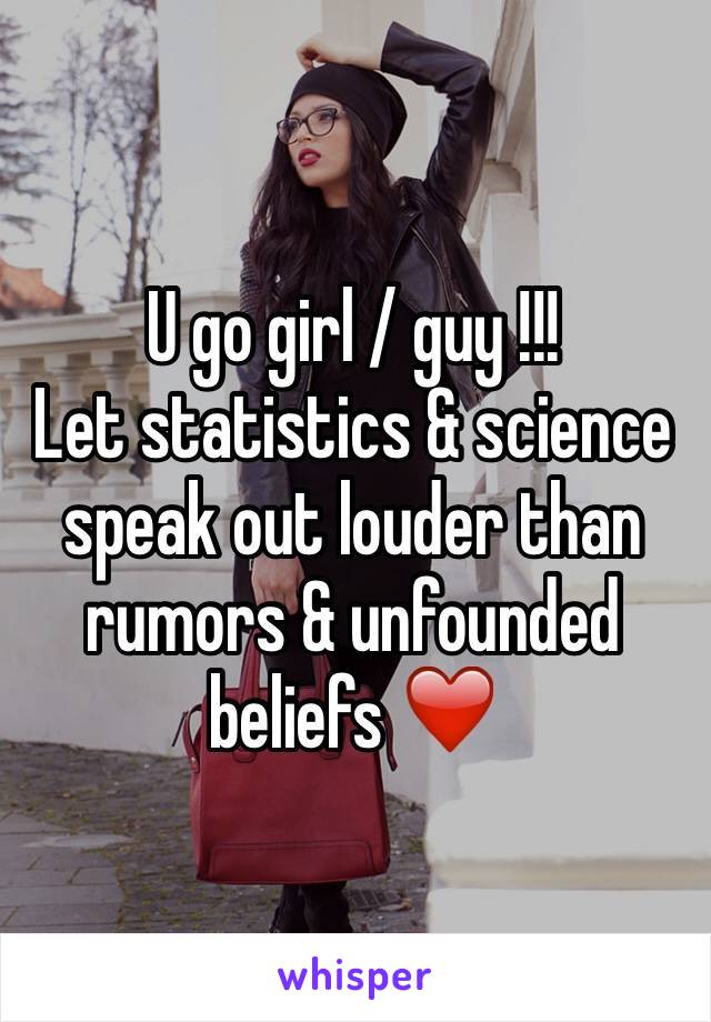 U go girl / guy !!!
Let statistics & science speak out louder than rumors & unfounded beliefs ❤️