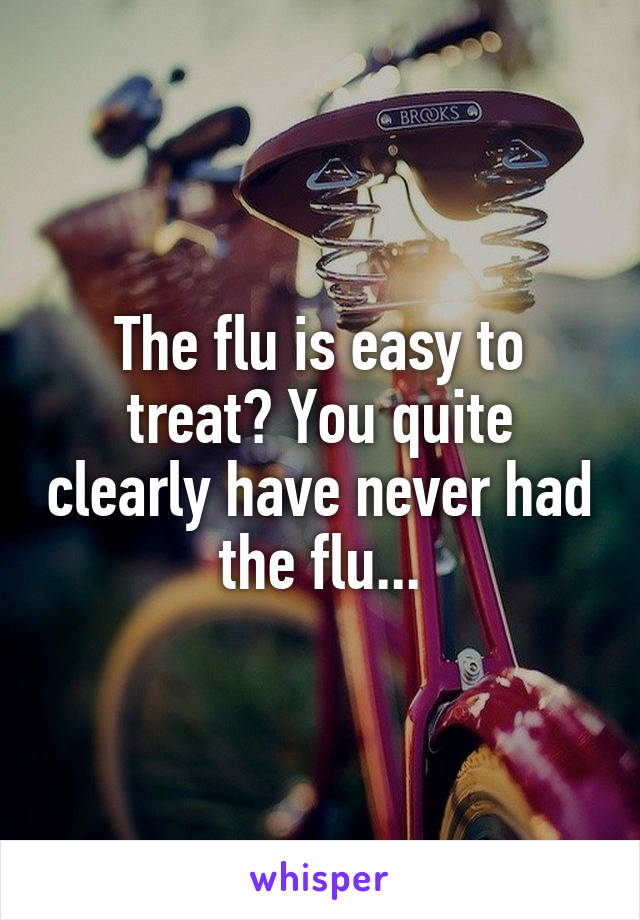 The flu is easy to treat? You quite clearly have never had the flu...