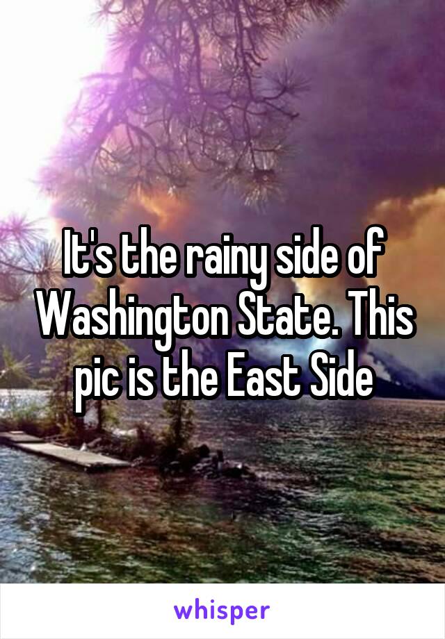 It's the rainy side of Washington State. This pic is the East Side