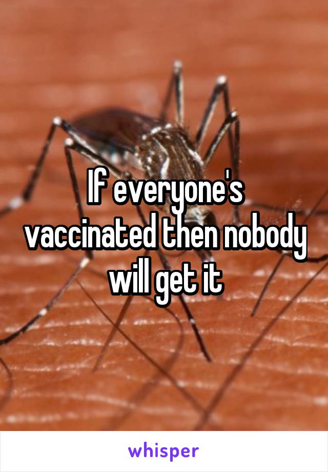 If everyone's vaccinated then nobody will get it