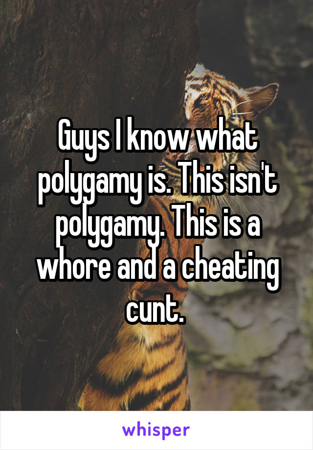 Guys I know what polygamy is. This isn't polygamy. This is a whore and a cheating cunt. 