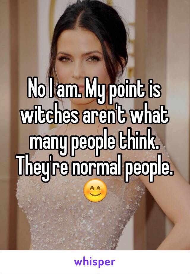 No I am. My point is witches aren't what many people think. They're normal people. 😊