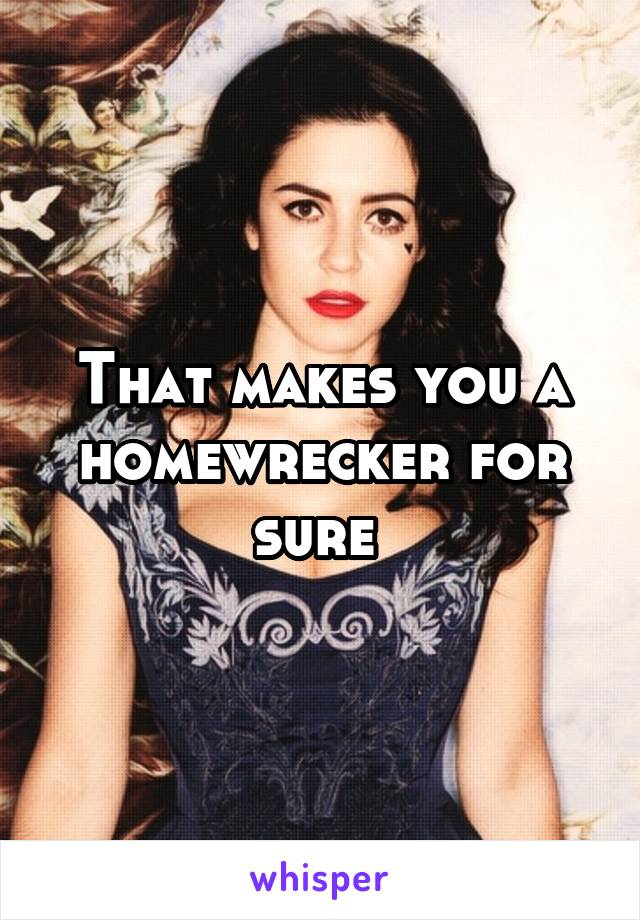 That makes you a homewrecker for sure 