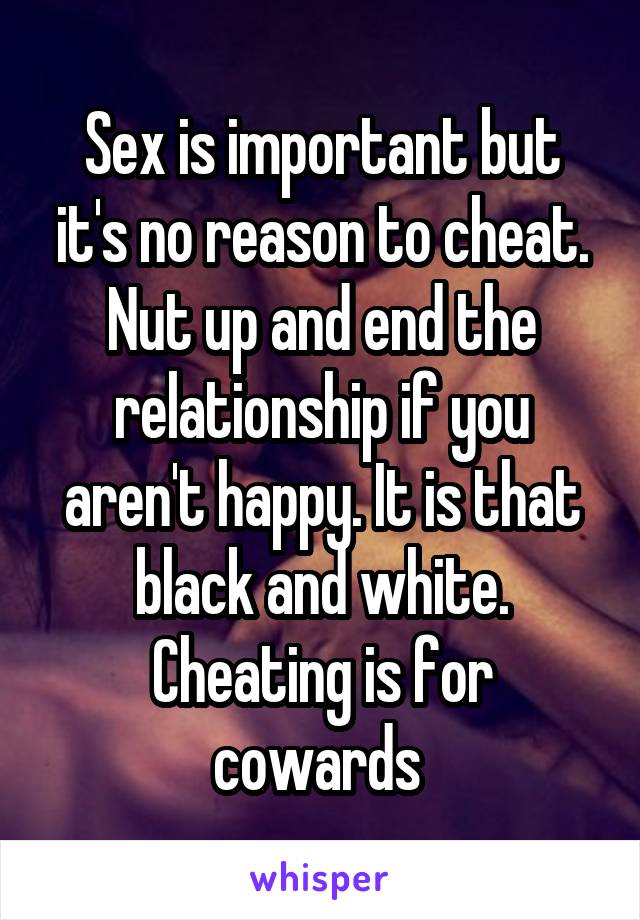 Sex is important but it's no reason to cheat. Nut up and end the relationship if you aren't happy. It is that black and white. Cheating is for cowards 