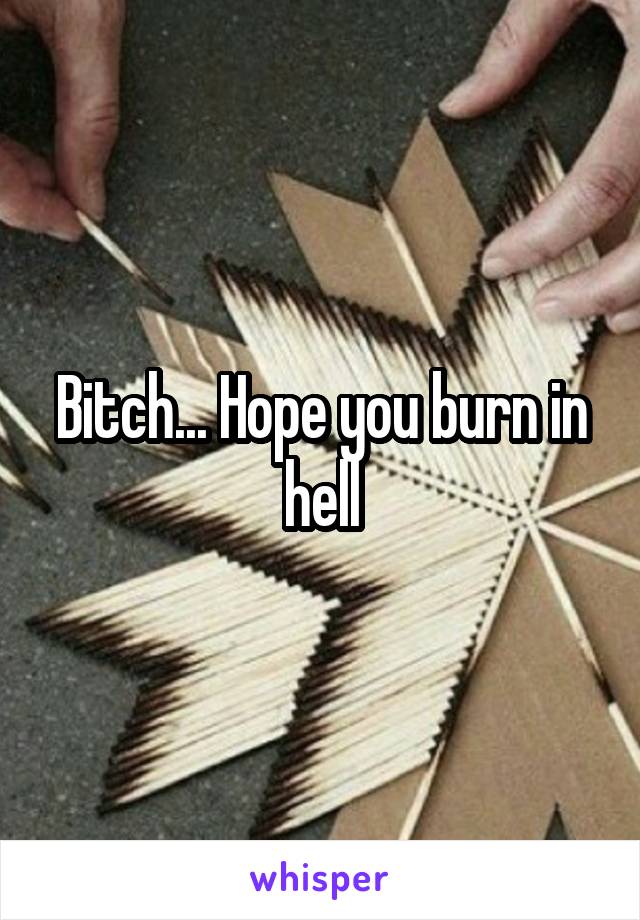 Bitch... Hope you burn in hell