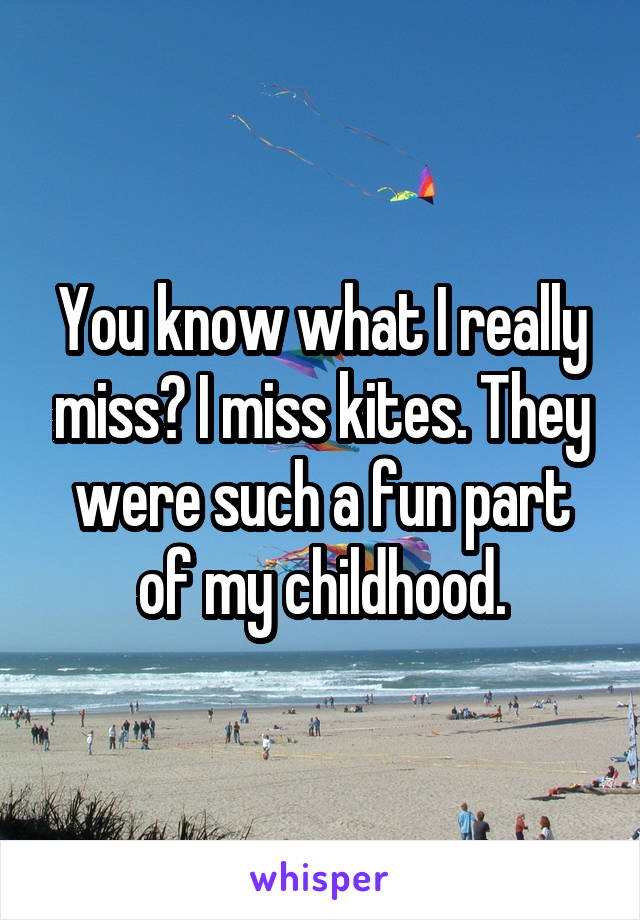 You know what I really miss? I miss kites. They were such a fun part of my childhood.