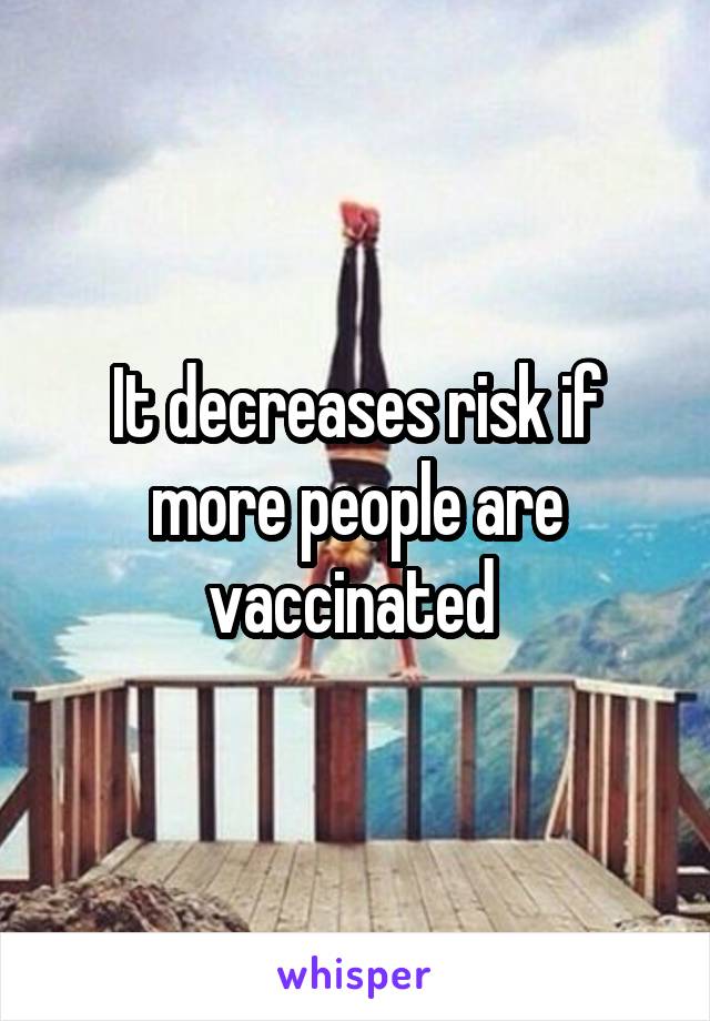 It decreases risk if more people are vaccinated 