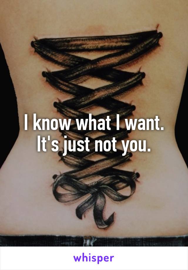 I know what I want. It's just not you.