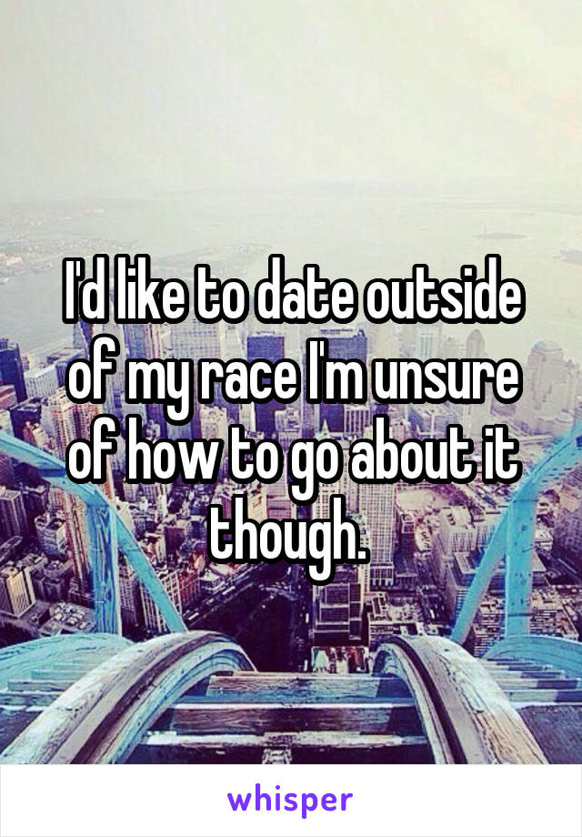 I'd like to date outside of my race I'm unsure of how to go about it though. 