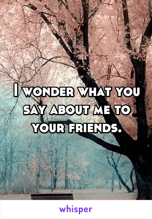 I wonder what you say about me to your friends.