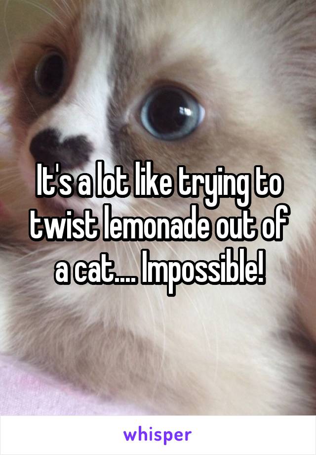 It's a lot like trying to twist lemonade out of a cat.... Impossible!