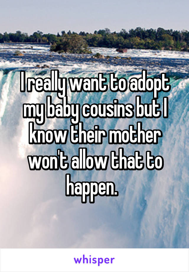 I really want to adopt my baby cousins but I know their mother won't allow that to happen.  