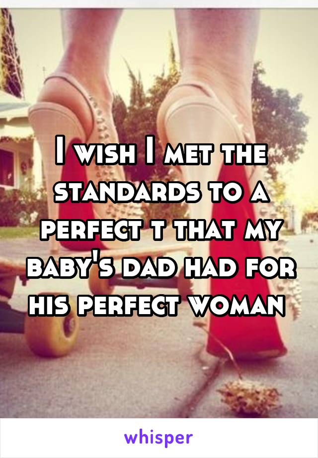 I wish I met the standards to a perfect t that my baby's dad had for his perfect woman 