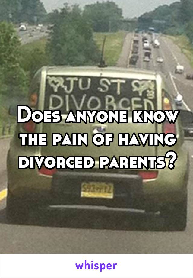 Does anyone know the pain of having divorced parents?