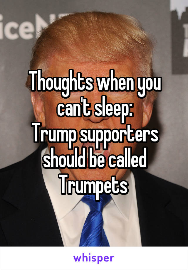 Thoughts when you can't sleep:
Trump supporters should be called Trumpets 