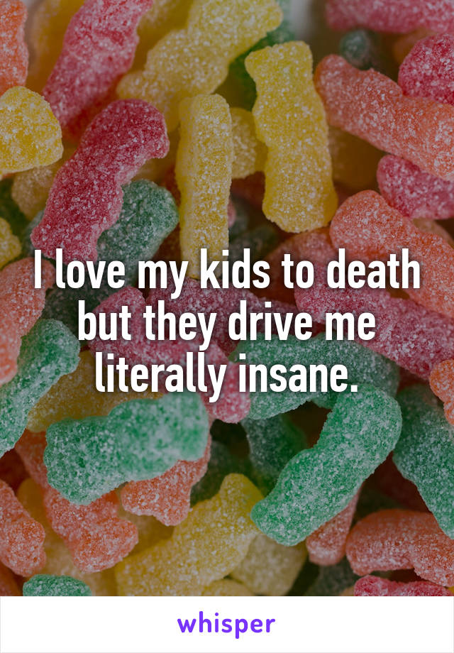 I love my kids to death but they drive me literally insane.