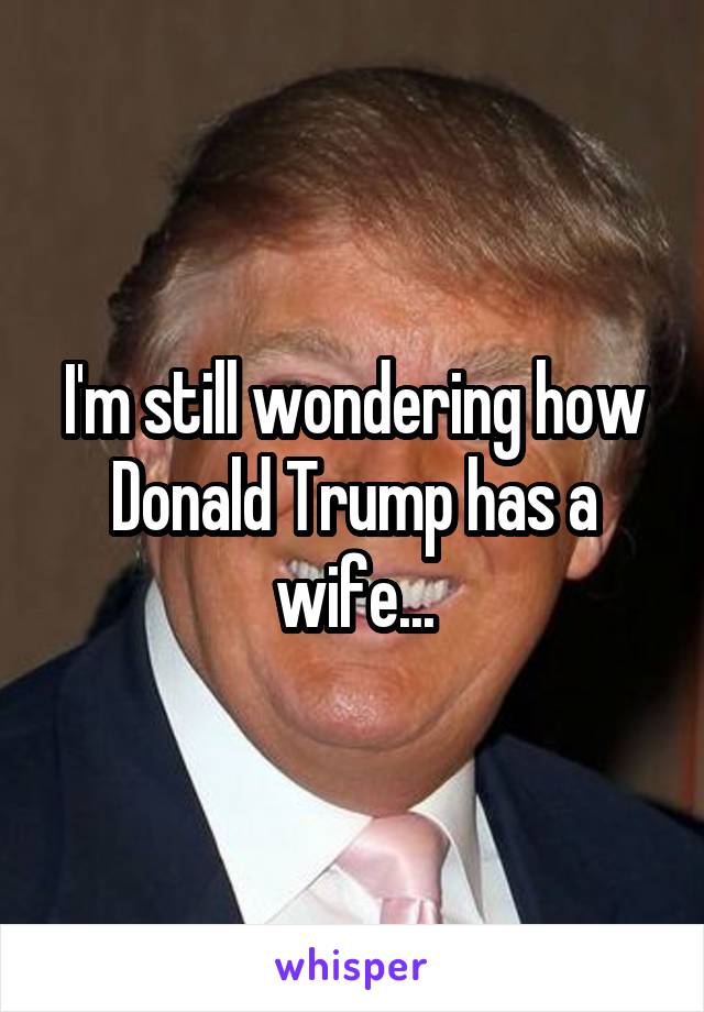 I'm still wondering how Donald Trump has a wife...