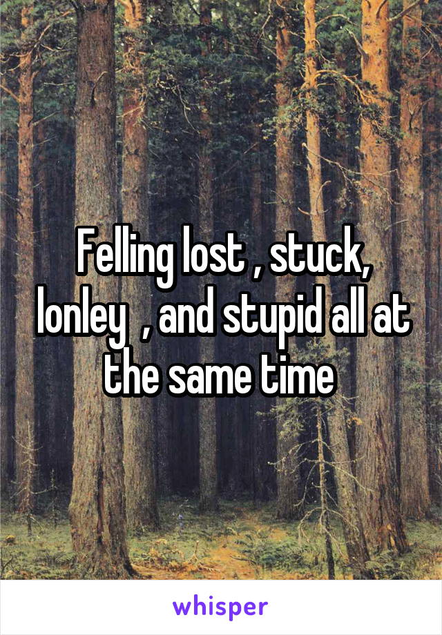 Felling lost , stuck, lonley  , and stupid all at the same time 